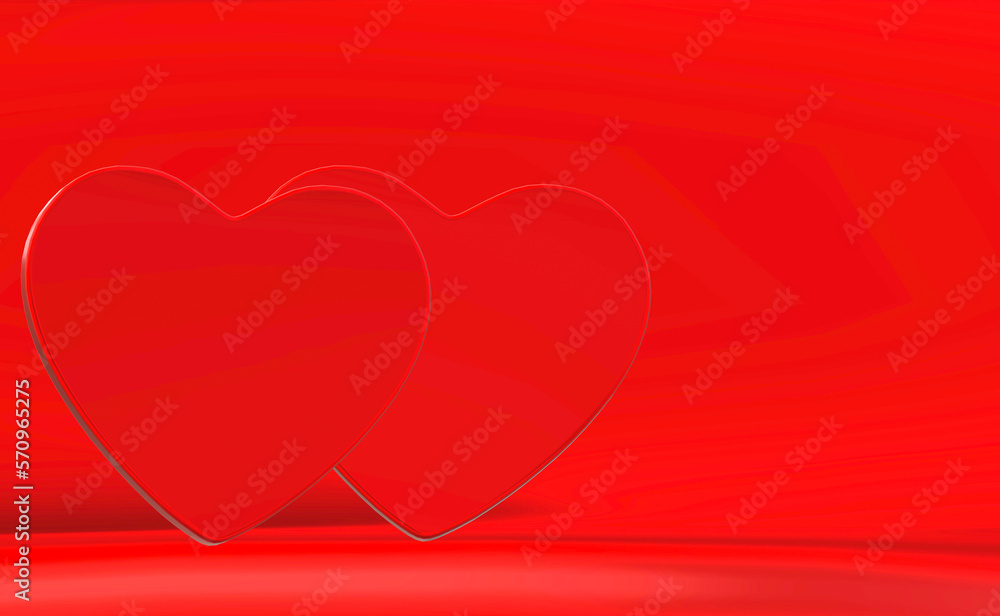 red heart couple 3d texture illustration love day happy valentines day on a red background