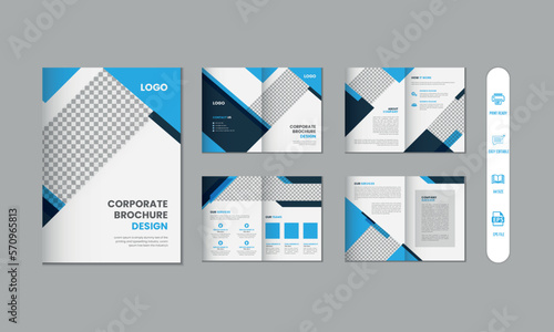 8 pages corporate modern brochure and company profile, magazine, portfolio template design