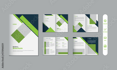 8 pages corporate modern brochure and company profile, magazine, portfolio template design