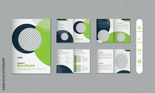 8 pages corporate modern brochure and company profile, magazine, portfolio template design