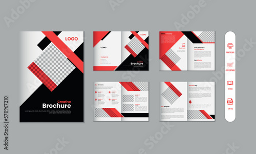 8 pages corporate modern brochure and company profile, magazine, portfolio template design