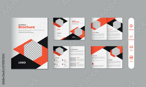 8 pages corporate modern brochure and company profile, magazine, portfolio template design