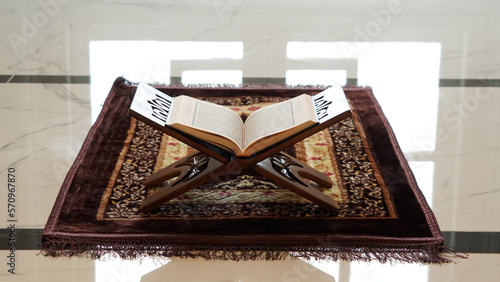 Quran - the holy islamic book on the lauh in the mosque. quran. baca quran.ayo ngaji photo