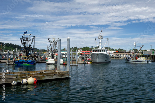 Fishing boats docked in boat harbor at Kodiak, Alaska