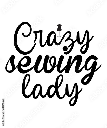 Crazy Sewing Lady SVG Cut File