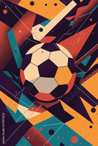 Abstract illustration of soccer ball | Multi color geometric abstract shapes soccer sport