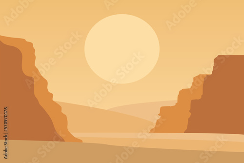 desert background. arizona, outdoor, landscape, eastern countri, sand terrain - Africa, Sahara, safari. vector, flat, simple, template, background desert.