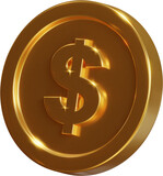 Golden dollar coin 3d render illustration