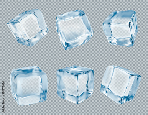 Ice cubes vector set