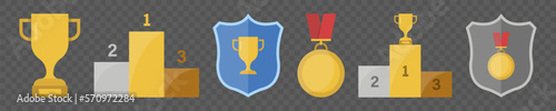 Set of leaderboard flat icons. Vector illustration
