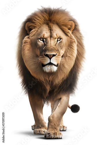 Lion  front view  isolated on transparent background. Generative AI  