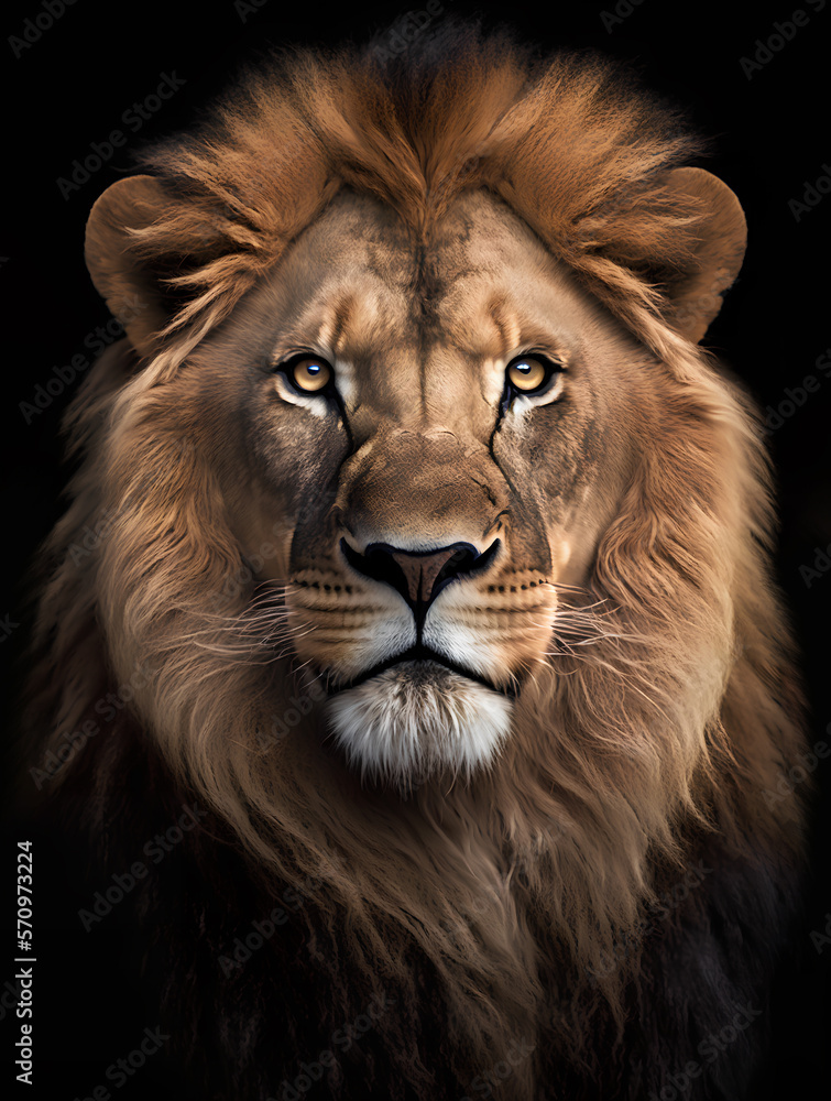 Lion portrait. Generative AI

