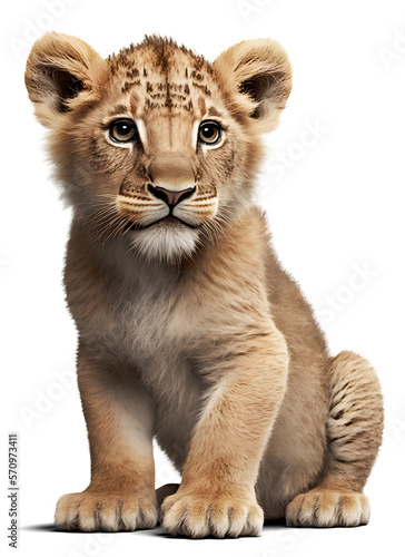Murais de parede Cute lion cub, isolated on transparent background