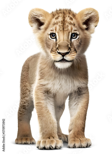 Obraz na płótnie Lion cub, isolated on transparent background. Generative AI
