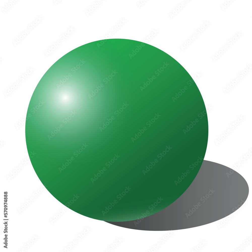 3D green ball. Three-dimensional image of the ball. Realistic image. 3D green ball. Three-dimensional image of the ball. Realistic image.