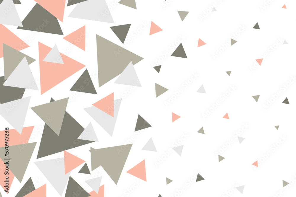 Fototapeta premium Abstract white background with pink triangles. Abstraction. Geometry. Triangle. Design. Banner. Decor.