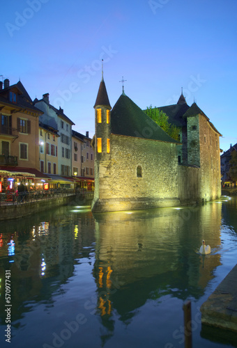 Night view on Annecy old town, Savoie, France