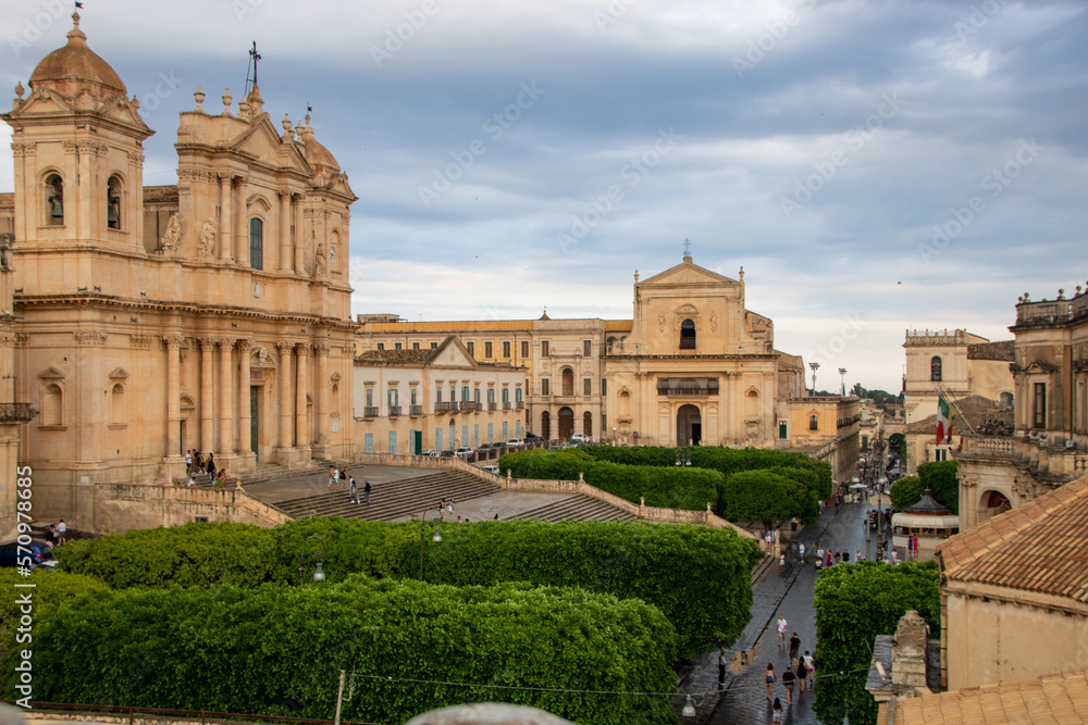 At Noto, Italy, On 08- 01-22, The Cathedral of Saint Nicholas viewed from thetower bell of San Carlo Borromeo