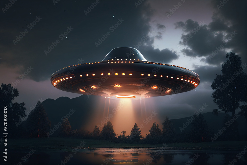 Generative AI Large Alien UFO in the clouds Generative AI Large Alien UFO in the clouds