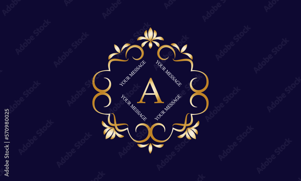 Elegant monogram design template with initial letter A. Luxury elegant ornament logo for restaurant, boutique, hotel, fashion, business.