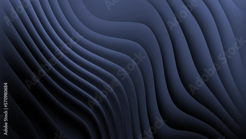 Looped fluid gradient dark gray toned wallpaper 4k video. Creative footage of graphite black gray waves and stripes animated background