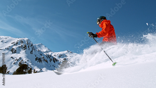 Cuadro en lienzo Free ride skier running down the hill.