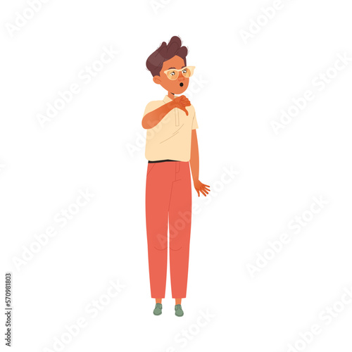 Angry Boy Bullying Somebody Showing Thumb Down Abusing the Weak Vector Illustration