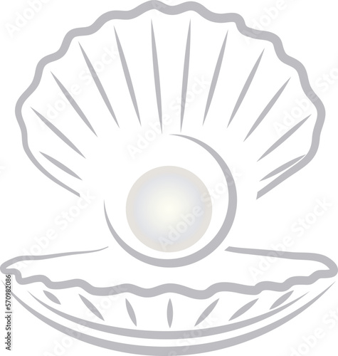 Offene Muschel mit Perle, Logo, Muschel, Icon