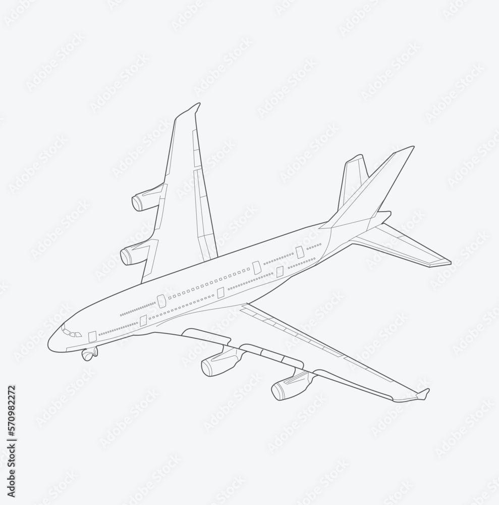outline vector art for airplane isolated on white background outline vector art for airplane isolated on white background