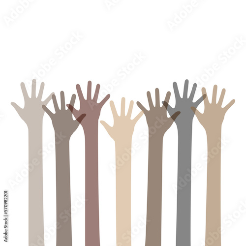 African american hands raised up vector illustration