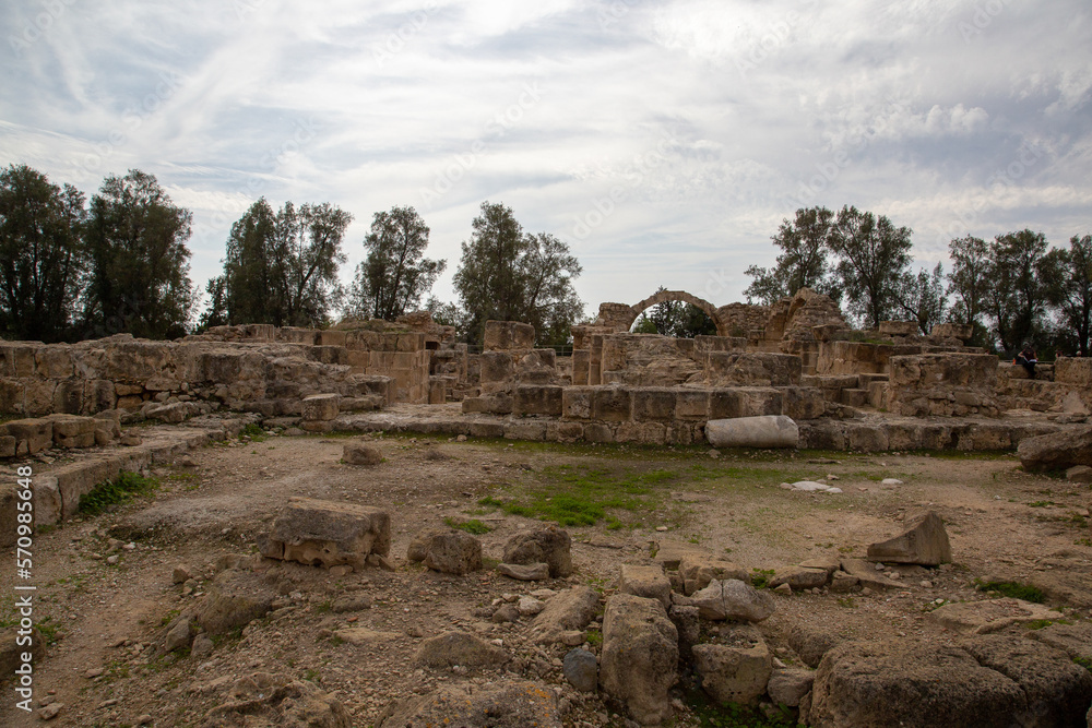 View of the ruins of the Castle of 40 Columns in Paphos, Cyprus
