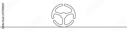 Steering wheel icon line continuous drawing vector. One line Steering wheel icon vector background. Steering wheel icon. Continuous outline of a Steering wheel icon.