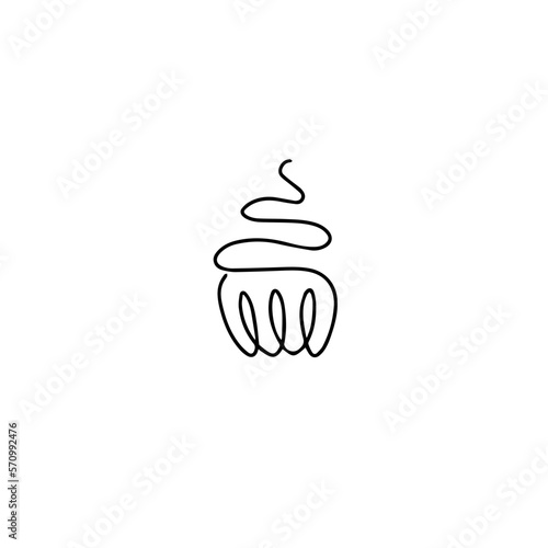 Single continuous line drawing of cupcake topping art. Sweet pastry concept. Modern one line draw design vector graphic illustration for cake shop logo