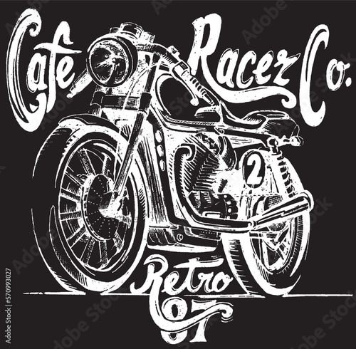 Vintage Motorcycle hand drawn vector