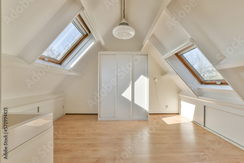Interior of attic room in apartment photo