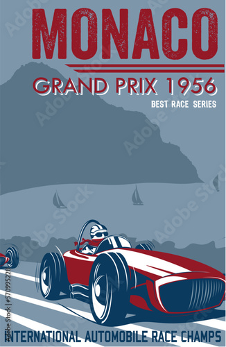 vintage race car for printing.