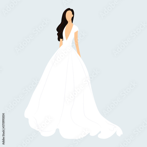 Abstract young woman in evening long dress