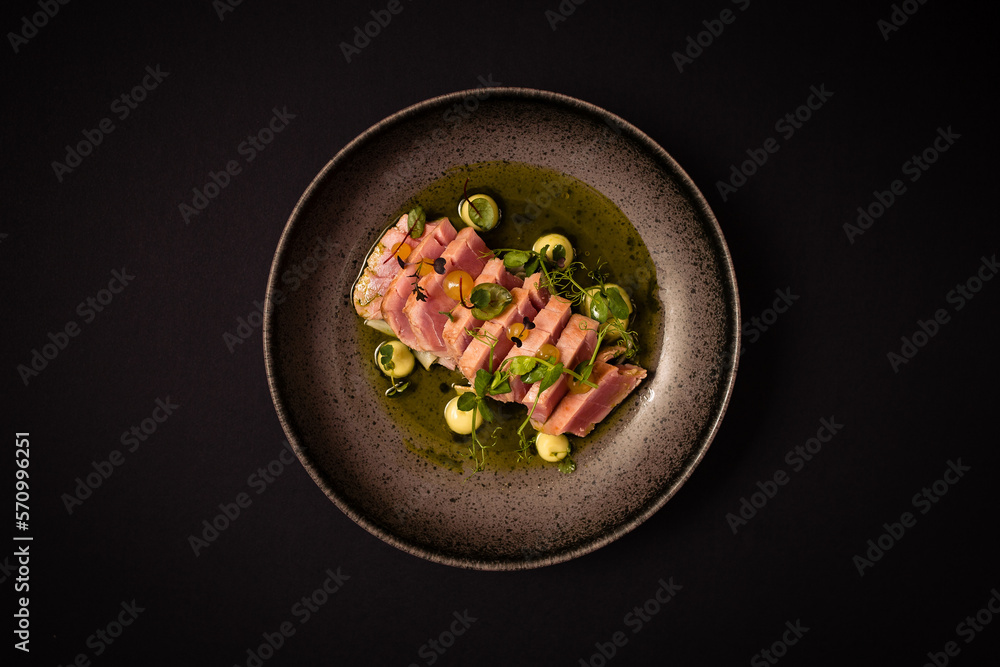 grilled meat fillet with vegetables