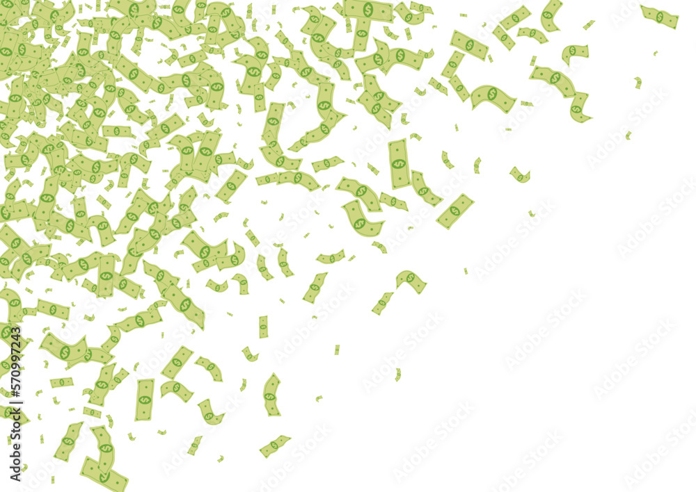 Fototapeta premium Green Currency Vector White Background. Scatter