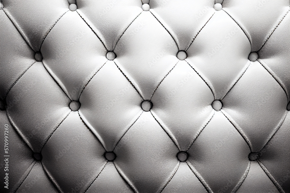 White leather upholstery with buttons, texture background. Generative AI White leather upholstery with buttons, texture background. Generative AI