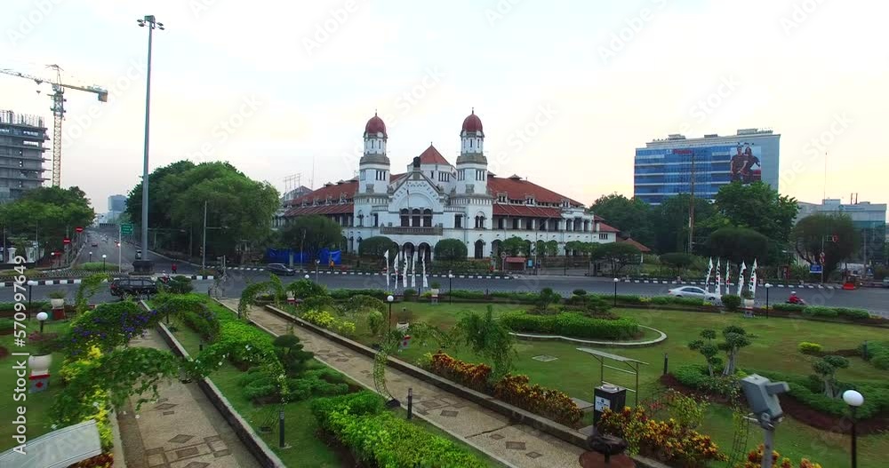 Aerial Tugu Muda Monument And Lawang Sewu Semarang Aerial Tugu Muda Monument And Lawang Sewu Semarang