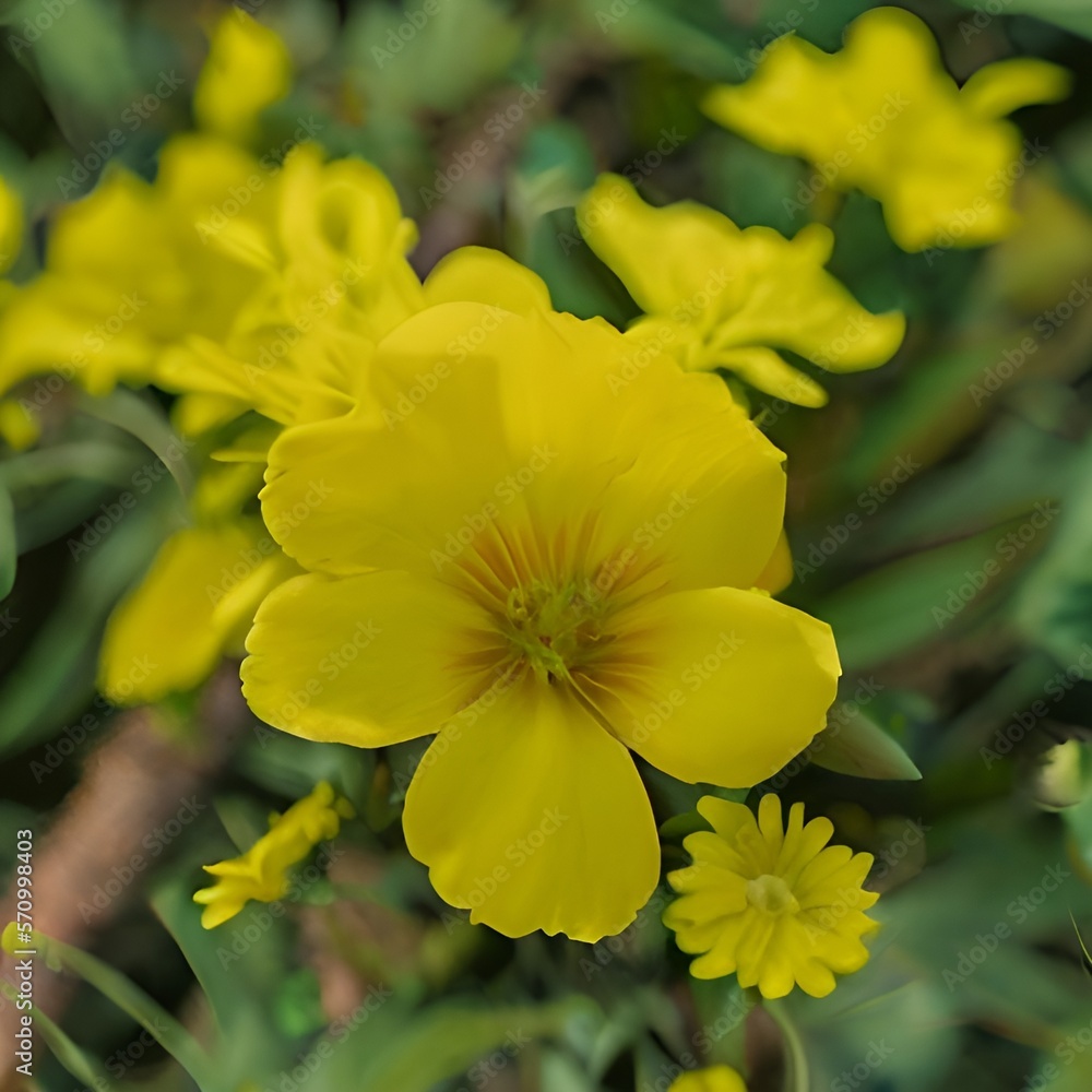 Flor amarilla florenciendo en la naturaleza. Concepto de primavera. Generado con inteligencia artificial (AI) (IA) Flor amarilla florenciendo en la naturaleza. Concepto de primavera. Generado con inteligencia artificial (AI) (IA)