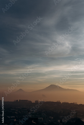 Mount Ararat on the background of the city of Yerevan