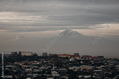 Mount Ararat on the background of the city of Yerevan