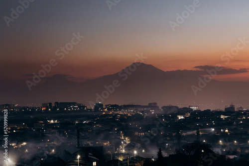 Mount Ararat on the background of the city of Yerevan