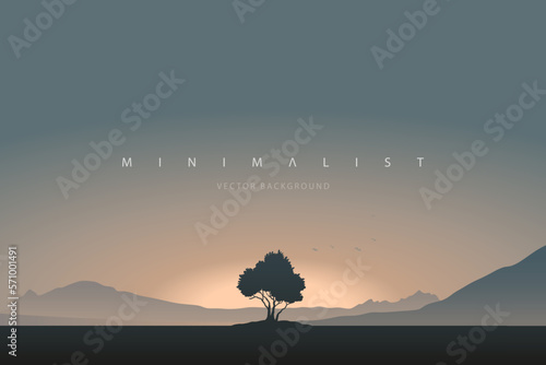 Minimalist landscape aesthetic background wallpaper. Creative modern paint. Abstract nature art contemporary mountain poster. Hand drawn vector illustration for prints decoration wall arts and canvas