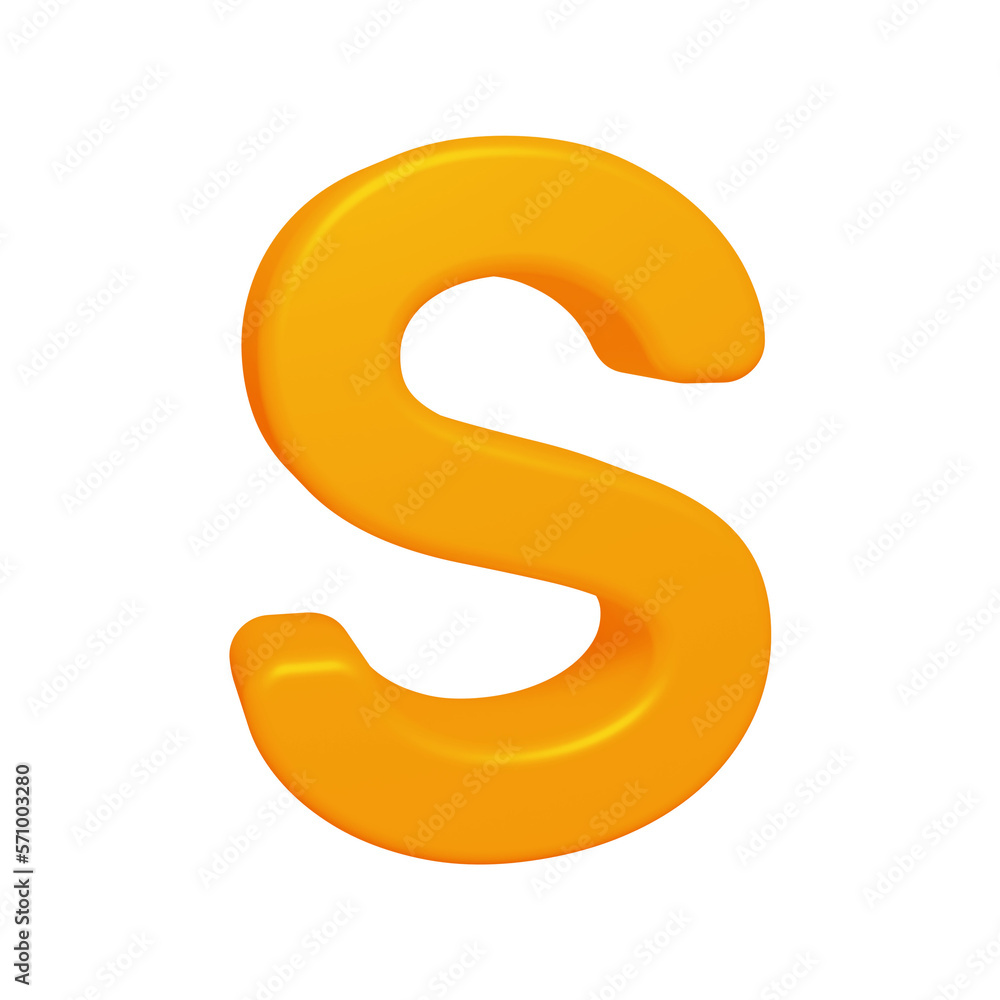 Orange alphabet letter s in 3d render Orange alphabet letter s in 3d render