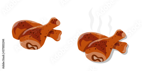 Hot fried chicken legs isolated on white