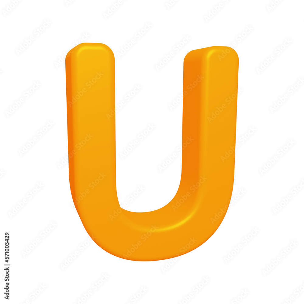 Orange alphabet letter u in 3d render Orange alphabet letter u in 3d render