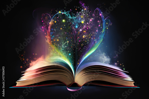 An open magical book with a heart coming out of it Generative AI © gridspot